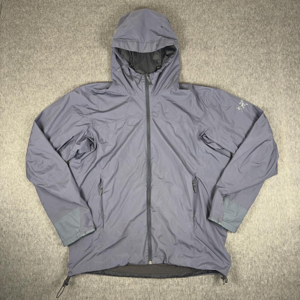 Arc'teryx Jacket Mens Large Gray Hooded Full Zip Waterproof Hiking Windbreaker